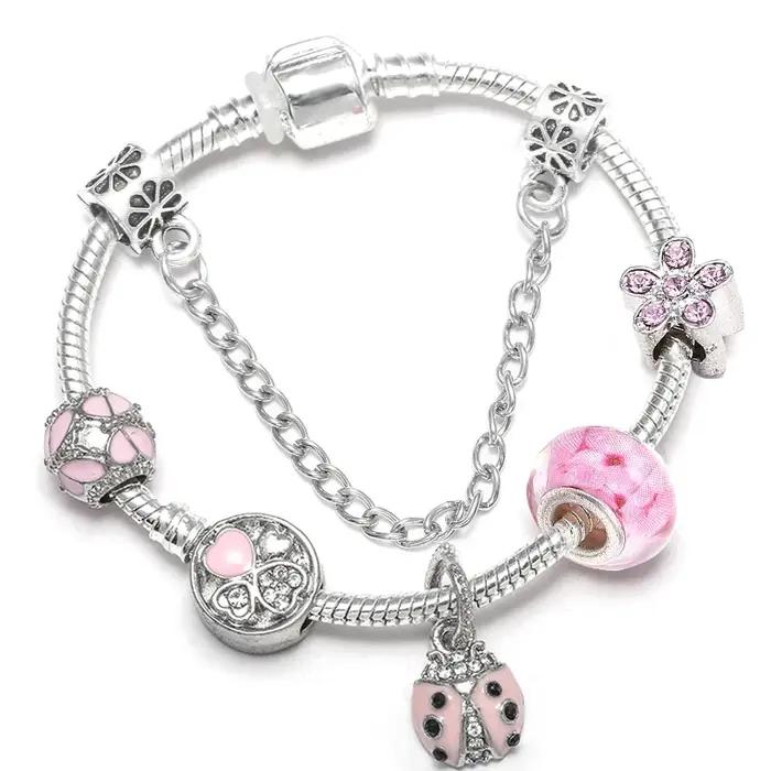 BAOPON-Bracelets à breloques en argent vintage pour femme, perles de cristal bricolage, bijoux de ma