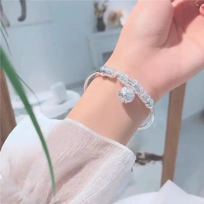 Bracelet manchette ajustable en argent sterling 925 pour femme, avec clochettes, idéal pour les fêtes, mariages, bijoux de mode, cadeau