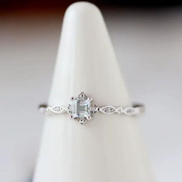 925 argent BlueTopaz Zircon anneaux à la mode pour les femmes Anillos de mariage pierres précieuses Simple Bizuteria