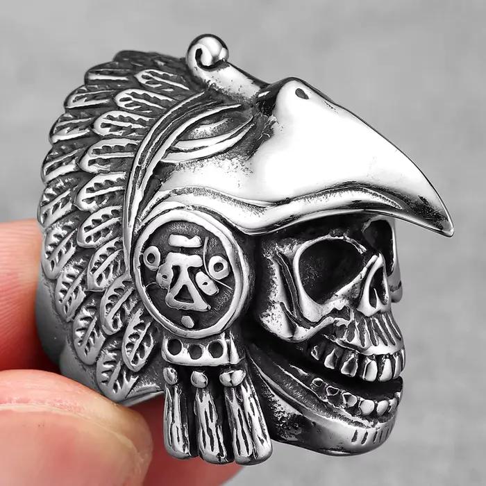 Bagues en acier inoxydable Scout Skull Indian Eagle bijoux punk rétro pour hommes et femmes occasions spéciales alliances de mariage style unique