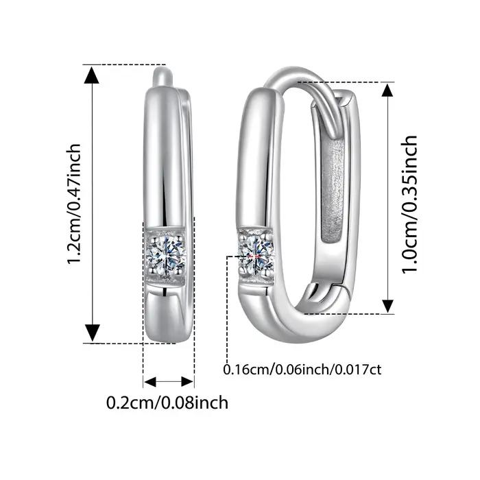 Bamoer U Moissanite ovale boucles d'oreilles géométrie oreille pince D couleur VVS1 EX 925 en argent