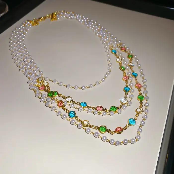 Nouveau collier de perles coloré Dopamine, collier de perles multicolores, chaîne de clavicule en cr