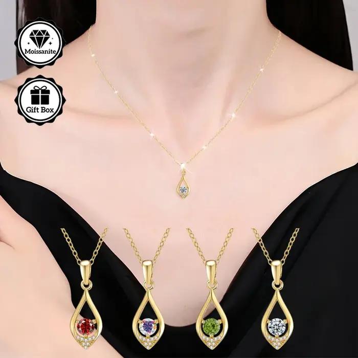 LAMVOICE/bijoux pour femmes bijoux de haute qualité collier hypoallergénique 0.5 carat moissanite