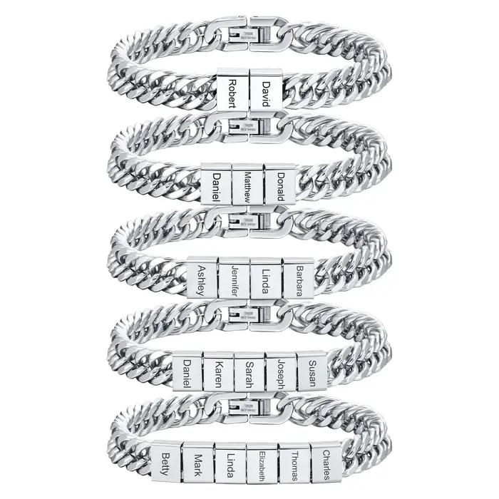 Bracelets pour hommes gravés sur mesure, gravure au laser personnalisée, nom, lettre, bracelet en ac