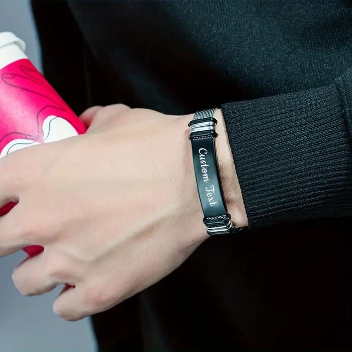 Bracelet avec noms personnalisés en acier inoxydable 304