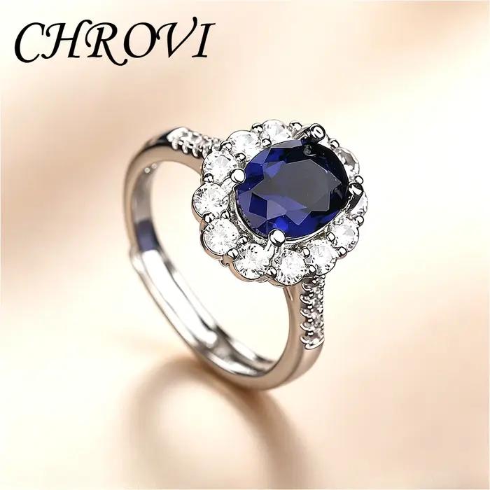 Nouvelle bague en argent sterling 925 exquise avec saphir multicolore