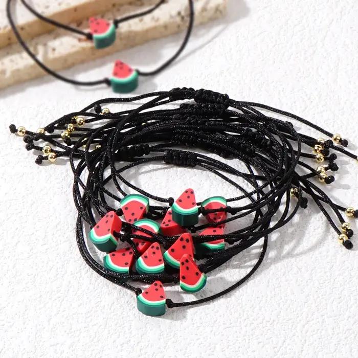 Bracelet Boho Fruit Heishi en terre cuite pour femmes style bohème pastèque motifs naturellement élégants à offrir pour occasions spéciales