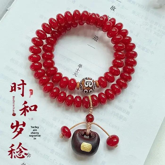 Bracelet Bodhi rouge chinois pour hommes et femmes