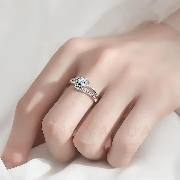 Bague en argent sterling 925 en forme de cœur pour femme, luxueuse, brillante, magnifique, tendance, pour mariage, fête, bijoux en zircon pour femme, vente en gros