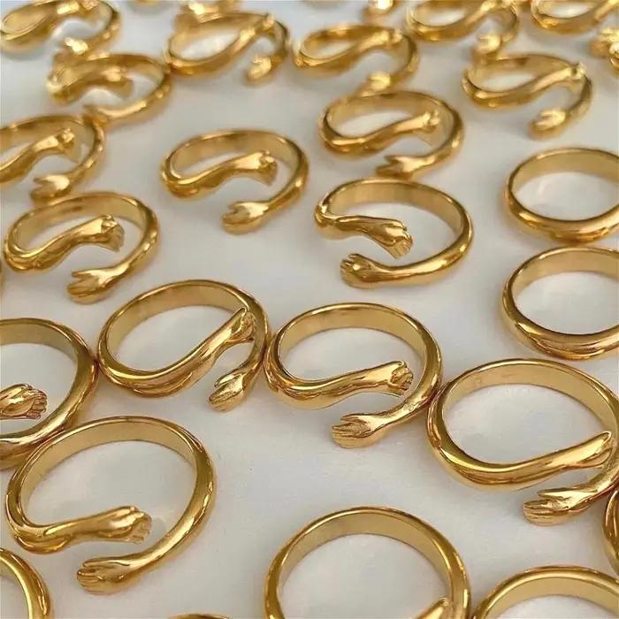 Bague ouverte réglable en acier inoxydable pour femmes