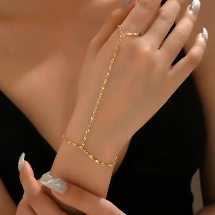 Bracelet en or brun rougeâtre tracker d'humeur chaîne et maillons bijoux de main mode pour femmes occasions spéciales