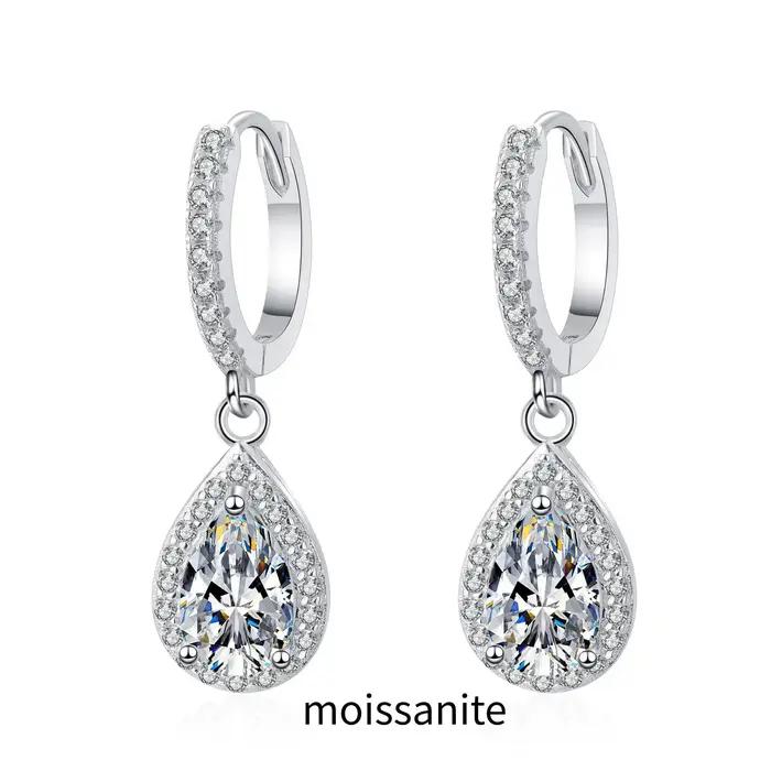 JoiasHome – boucles d'oreilles en Moissanite pour femmes, 1CT, en argent pur S925, diamants cultivés en laboratoire, bijoux de mariage élégants