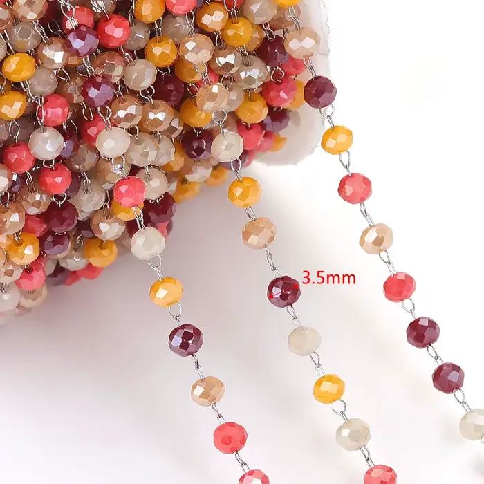 Chaîne en acier inoxydable, pierre de cristal ne se décolore pas, chaînes de perles pour collier, Br