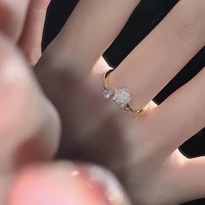 Bagues d'ouverture de fleur de Zircon de luxe pour femmes