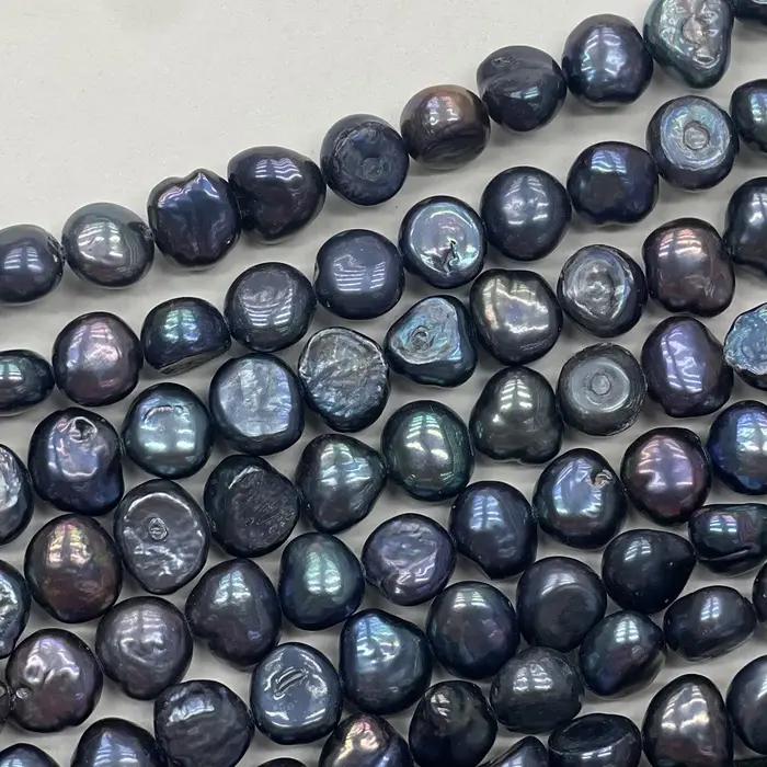 Perles d'eau douce presque rondes bleu-violet pour bijoux DIY colliers bracelets occasions spéciales
