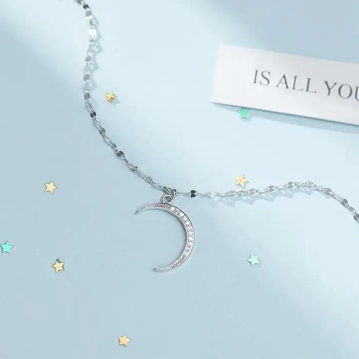 LYNNE 925 bijoux en argent Sterling exquis lune Zircon pendentifs bracelets de cheville femmes mode cadeau brillant plage pied chaîne PS-10010