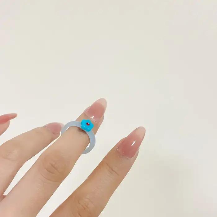 Bague en forme de coeur en email coloré pour femmes et filles anneau doux tendance geometrique goutte d'huile drôle Y2K bijoux d'ete nouveau