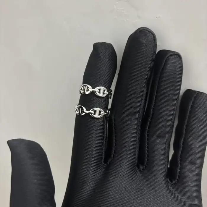 Bague à chaîne ovale électroplaquée classique et élégante