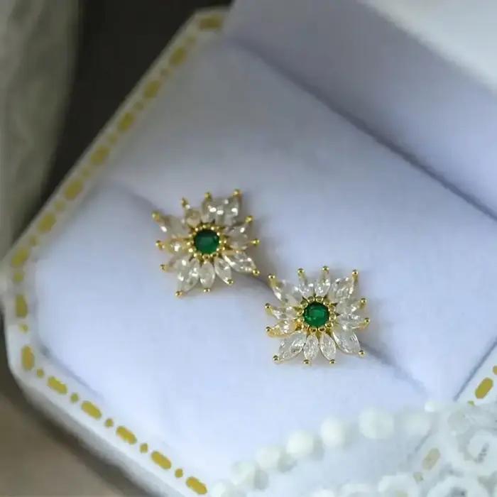 Parure de bijoux en métal motif feuille de tournesol