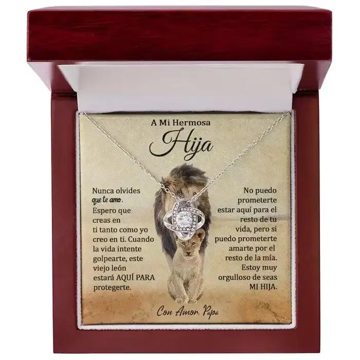 A Mi Hermosa Hija collier noeud d'amour à ma fille collier cadeau de papa père femmes amour noeud pendentif colliers avec boîte