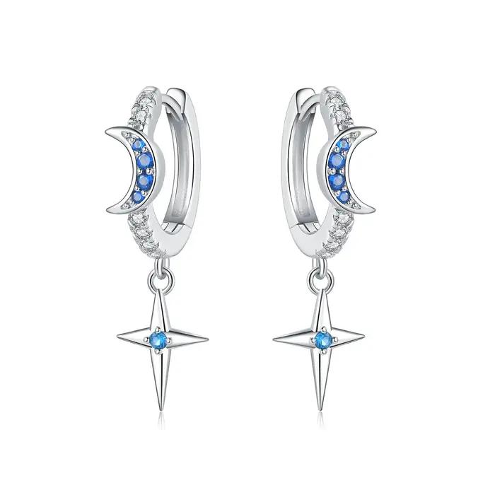 MISEFF – boucles d'oreilles en argent Sterling S925, étoiles, lune et voie lactée, bijoux originaux