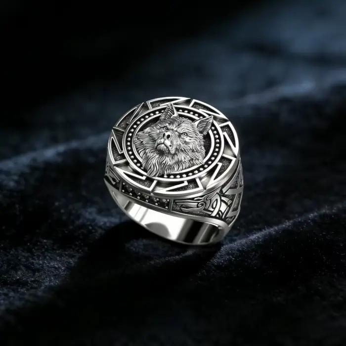Andara 925 bague en argent Sterling rétro loup Totem Thai