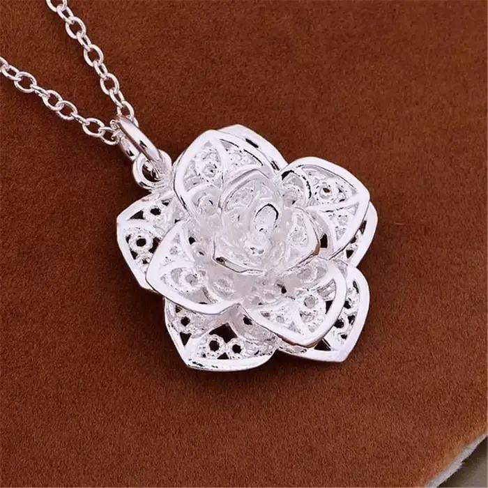 Collier en argent Sterling 925 pour femmes, bijoux de luxe, pendentif fleur, cadeaux de noël, marque de mode