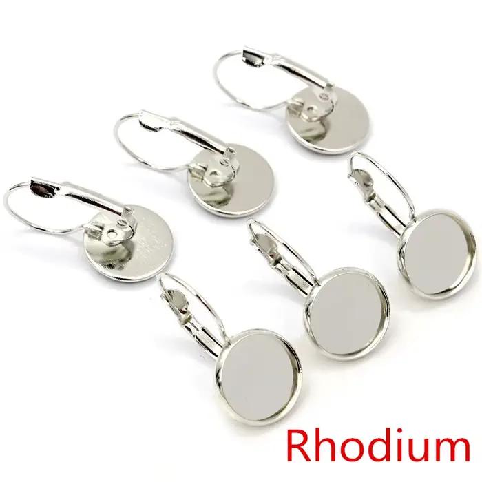 12mm 10 pcs/Lot 13 Populaire Couleurs Plaqué Français Levier Retour Boucles D'oreilles Blanc/Base, fit 12mm Verre Cabochons, Boutons, Lunettes de Boucle D'oreille