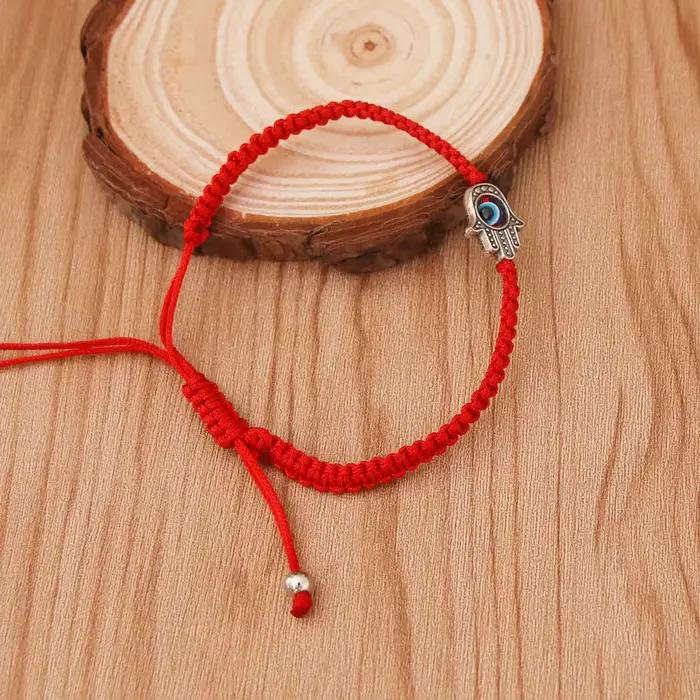 Corde rouge Hamsa main mauvais œil chanceux Kabbale Boho Festival Chic Bracelet oeil bleu perle ronde Bracelet mode Couple bijoux