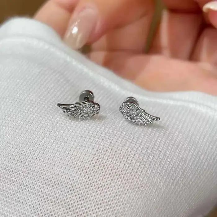 Boucles d'oreilles en forme d'aile de Zircon pour femmes