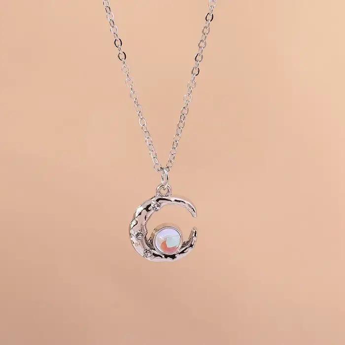 Aihua exquis Y2K couleur argent cristal soleil lune étoile colliers pour femmes tempérament coréen clavicule chaîne bijoux cadeaux