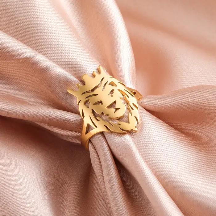 Skyrim Bague en acier inoxydable avec tête d'animal pour hommes et garçons