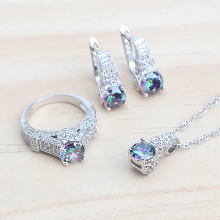 Ensemble de bijoux en argent Sterling 925 pour femmes, bijoux de mariage pour dames, boucles d'oreil