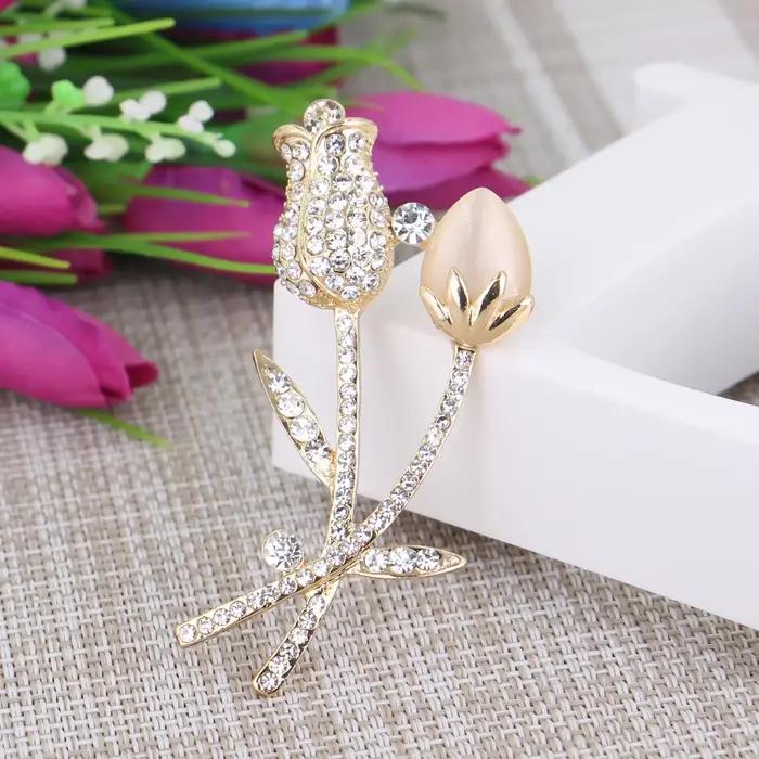 Broche œil de chat en cristal de haute qualité, grande broche classique incrustée de diamants pour robe de mariée, fleur, 3 pièces/sac
