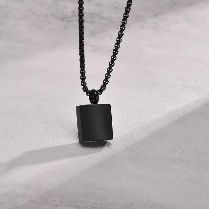 Collier initial personnalisé pour hommes acier inoxydable lettre majuscule alphabets A-Z pendentif carré géométrique monogramme collier occasionnels