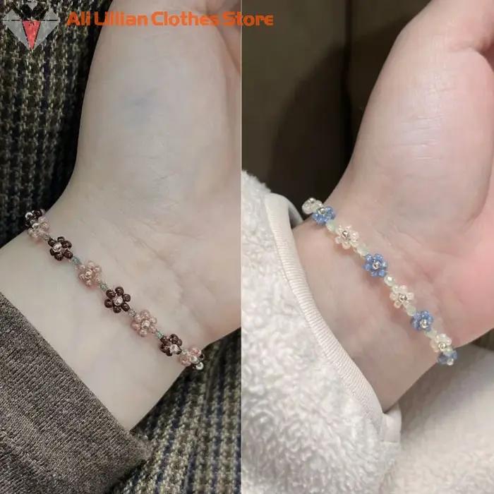 Bracelet de perles de fleurs mignonnes pour femmes et filles