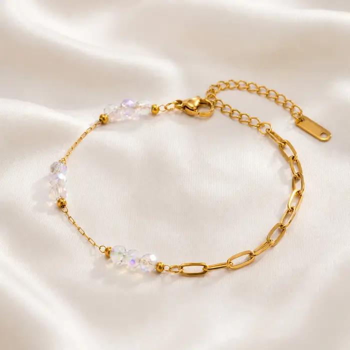 Bracelet en cristal arc-en-ciel avec perles multicolores pour femmes style bohème cadeau occasions spéciales fantaisie quotidienne