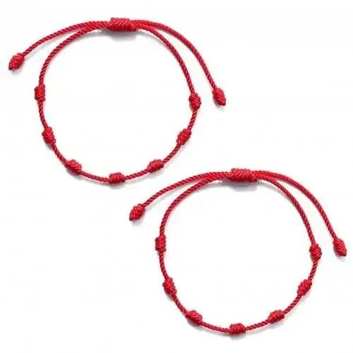 Bracelet à cordes rouges fait à la main, 7 nœuds, pour la Protection des amoureux, amulette porte-bo