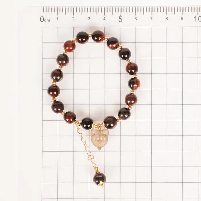 Bracelet en pierre synthétique semi-précieuse élastique perlée à la main avec perles de verre tchèque (6-015)