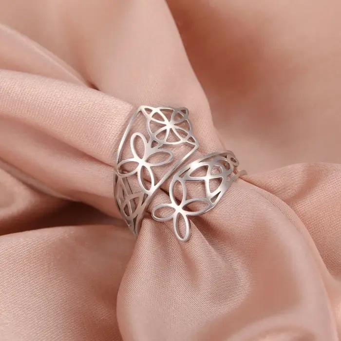Bague Skyrim à nœud de sorcière en acier inoxydable plaqué or pour femmes style à la mode symbole de protection cadeau occasionnelle