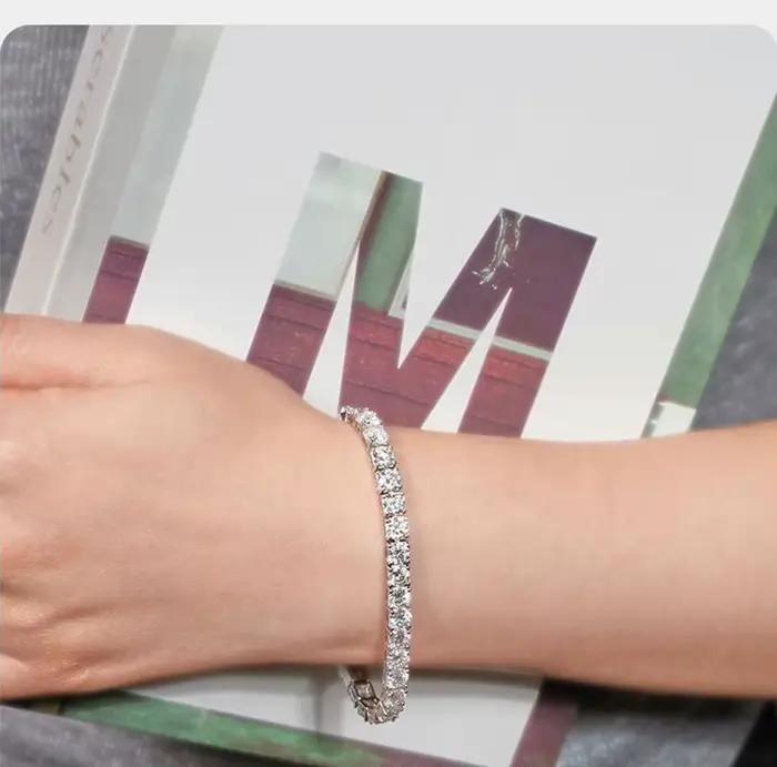 Bracelet en diamant Moissanite pour hommes et femmes, Simple et caché, en argent Sterling S925, chaîne de Tennis scintillante de luxe
