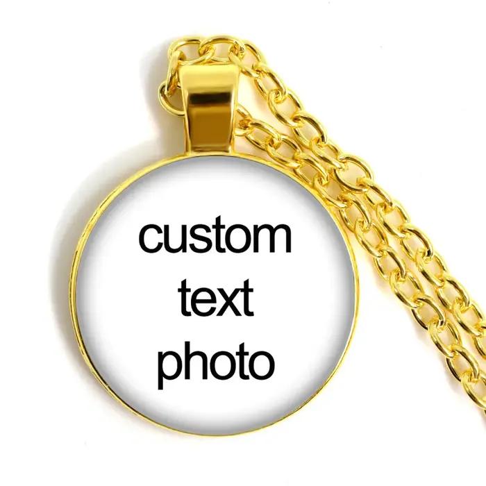 Collier Photo personnalisé aile d'ange en cristal, pendentif Cabochon en verre personnalisé, cadeau