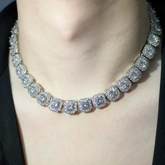 CUC – collier chaîne carrée en grappes de 12mm pour femmes et hommes