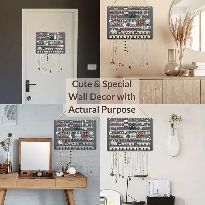 Support de Rangement Mural en Bois pour Bijoux