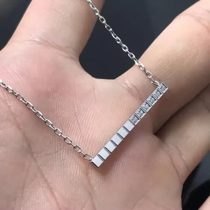 Colliers de couple classiques en forme de glaçon, plaqués argent 925, sertis de diamants, bijoux ten