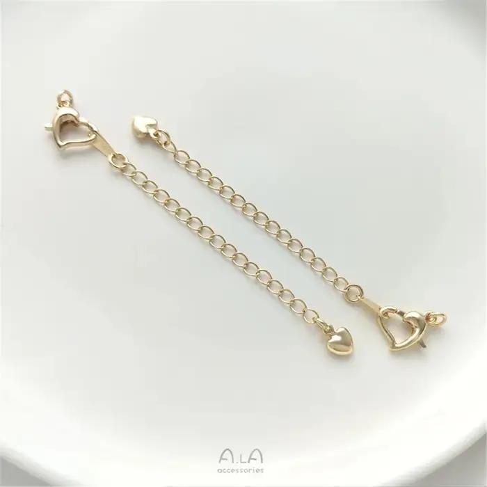 Chaîne d'extension de bracelet, chaîne en or véritable 18 carats, or blanc, or rose, accessoires de bricolage pour colliers et bracelets, matériaux de bijouterie