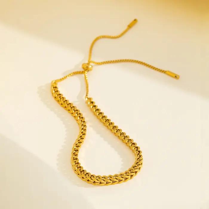 Bracelet à nœud coulissant réglable pour femme – Acier inoxydable chirurgical hypoallergénique – Chaîne de luxe minimaliste