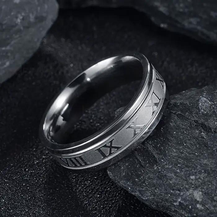 Seakissky classique mode acier inoxydable romain numérique hommes femmes bague Cool Punk haute quali