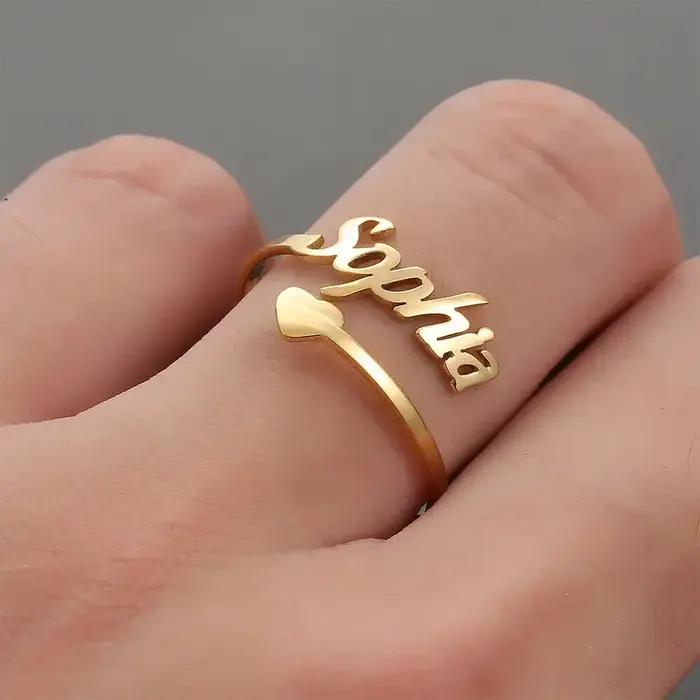 Bague personnalisée noeud de nœud en acier inoxydable avec nom gravé pour femmes occasions spéciales
