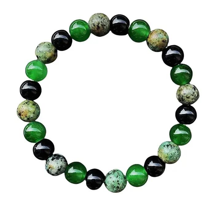 Bracelet de perles vertes à la mode de 8 mm en pierre naturelle fait à la main pour hommes et femmes occassions spéciales naturellement apaisant